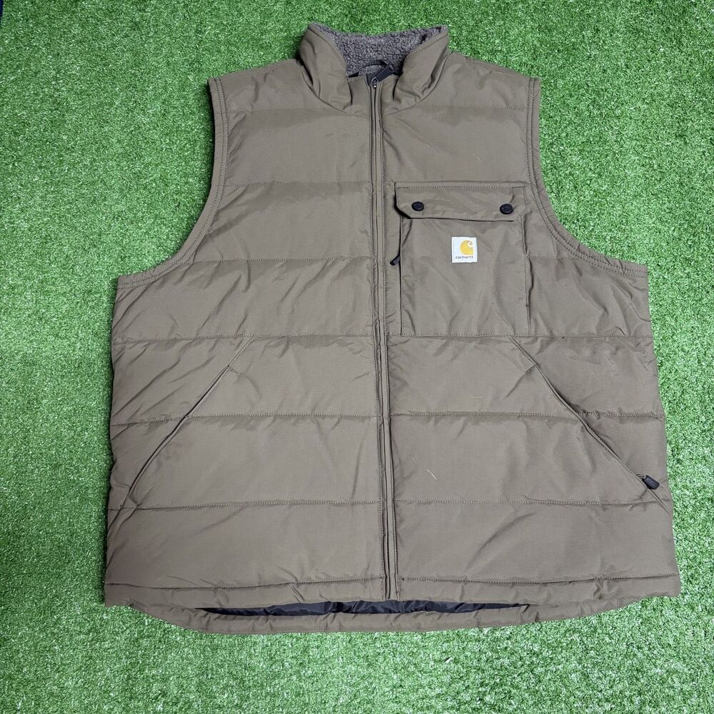 Carhartt Vest Men’s XL Brown Tan Canvas Workwear Utility Sleeveless Jacket